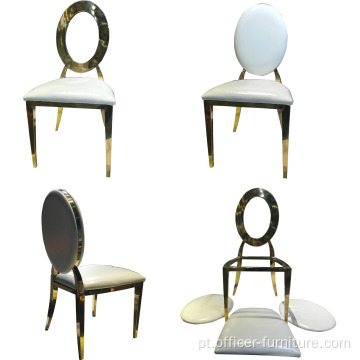 Cadeiras de banquete de recepção de metal dourado